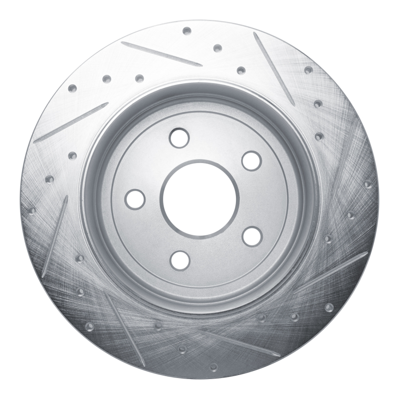 Dodge Durango Brake Rotor (1) - Rear Left - R1 Concepts - Drilled & Slotted - Silver - `11-`22